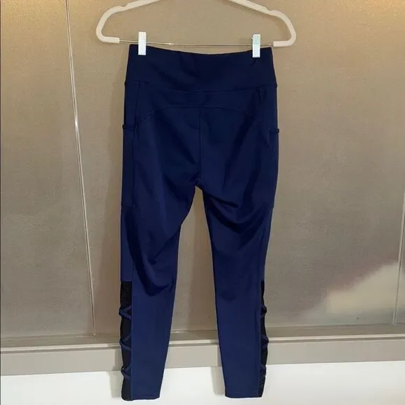 Navy Blue Leggings with Black Accents - Picture 2 of 6